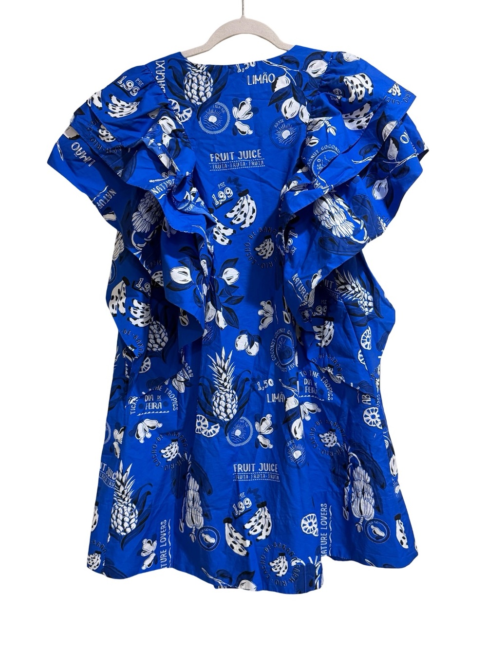 💙 Farm Rio Flutter Sleeve Babydoll Mini Dress Floral Boho Tiered Dress Size XL - Picture 11 of 16